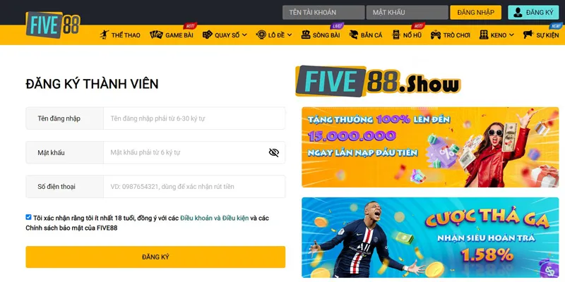 Hướng dẫn đăng ký Five88 qua điện thoại cho người mới
