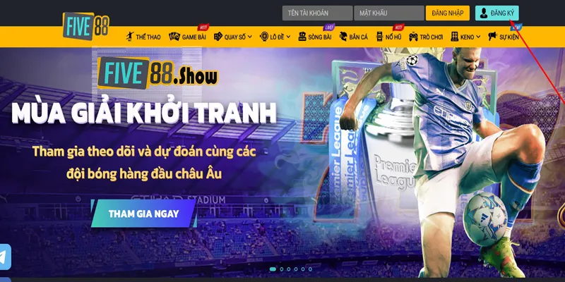 Hướng dẫn đăng ký Five88 qua máy tính cho Tân Thủ