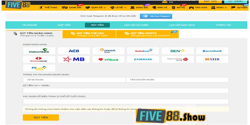 Một số điều kiện quan trọng khi rút tiền từ nhà cái