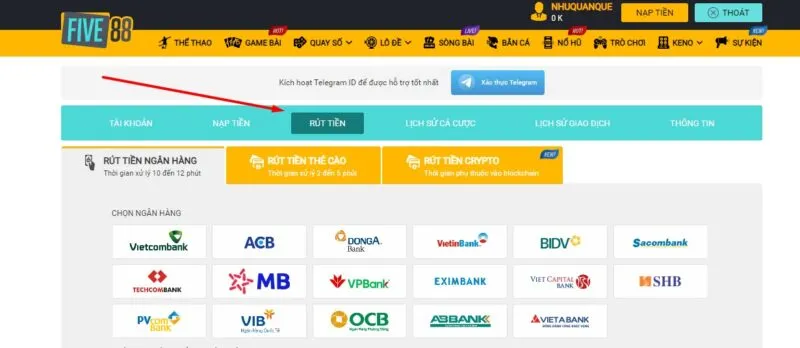 Đôi nét về quá trình rút tiền Five88